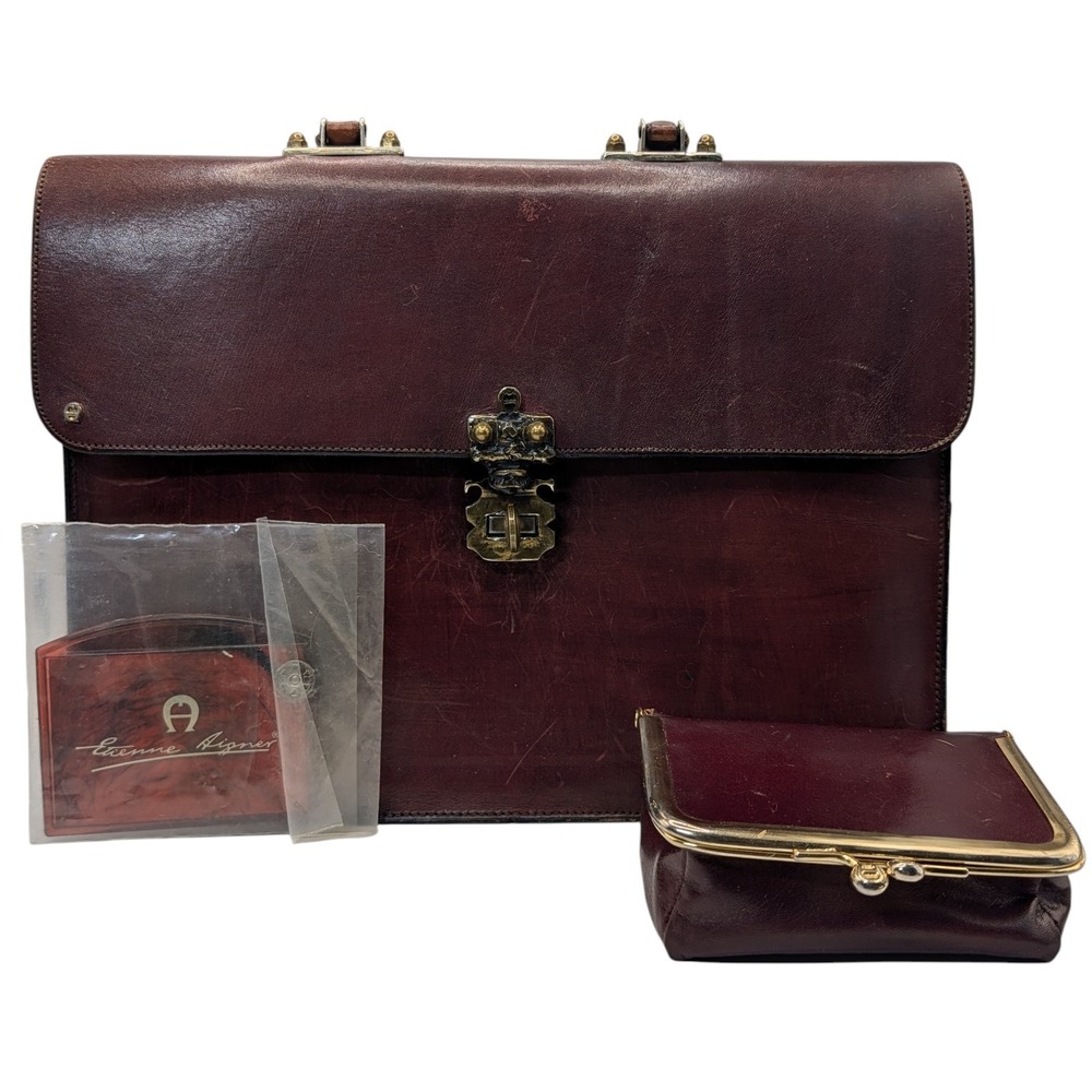 Vintage‎ Etienne Aigner Leather Handbag Purse Lipstick Case and Mirror Italy SEE
